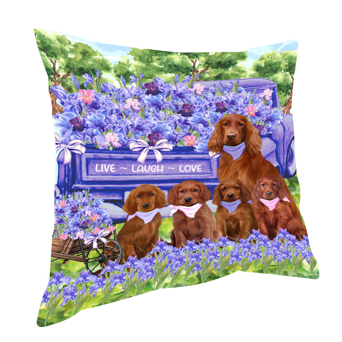 Irish Setter Throw Pillow, Explore a Variety of Custom Designs, Personalized, Cushion for Sofa Couch Bed Pillows, Pet Gift for Dog Lovers