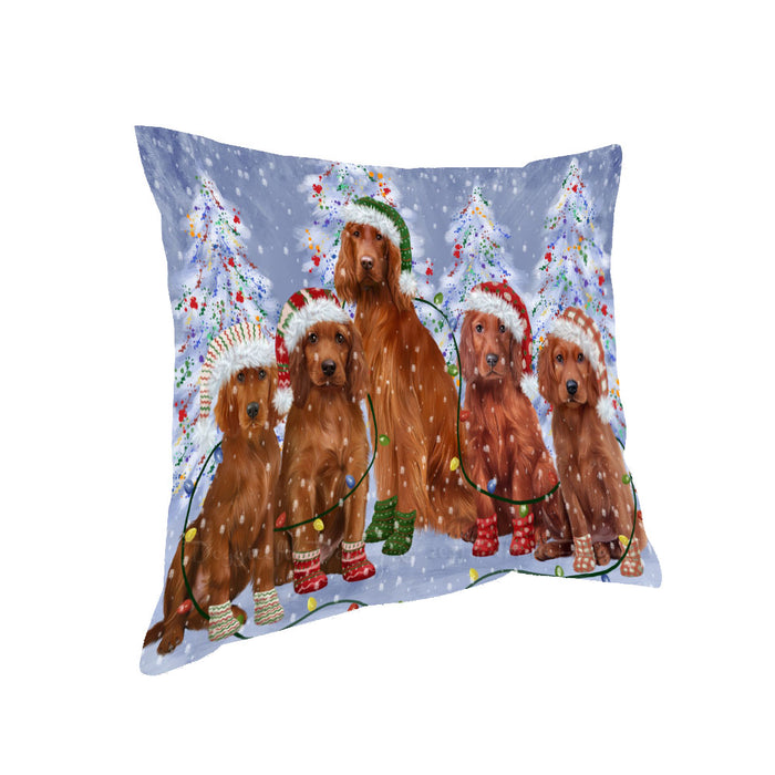 Christmas Lights and Irish Red Setter Dogs Pillow with Top Quality High-Resolution Images - Ultra Soft Pet Pillows for Sleeping - Reversible & Comfort - Ideal Gift for Dog Lover - Cushion for Sofa Couch Bed - 100% Polyester