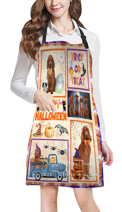 Happy Halloween Trick or Treat Irish Red Setter Dogs Cooking Kitchen Adjustable Apron Apron49328