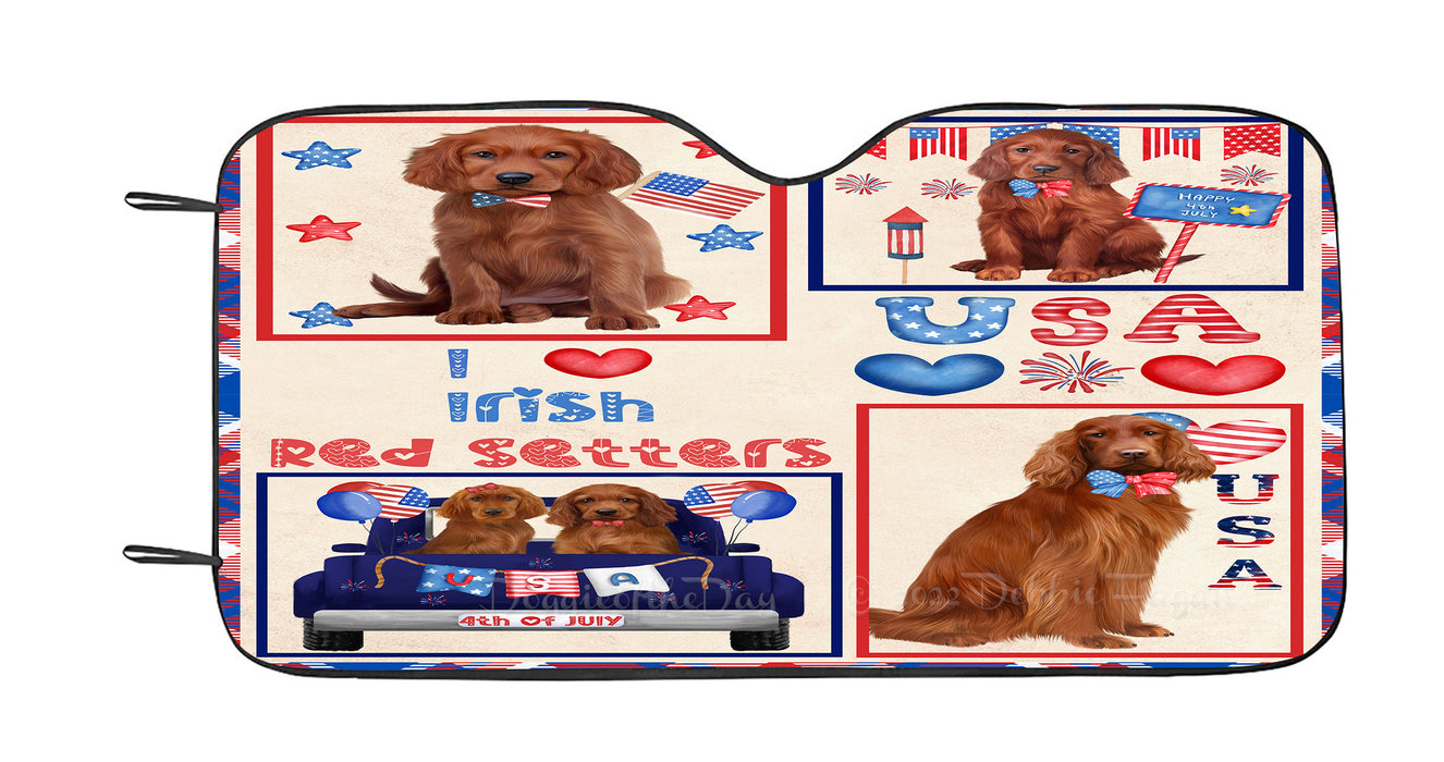 4th of July Independence Day I Love USA Irish Red Setter Dogs Car Sun Shade Cover Curtain