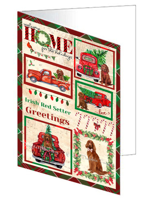 Welcome Home for Christmas Holidays Irish Red Setter Dogs Handmade Artwork Assorted Pets Greeting Cards and Note Cards with Envelopes for All Occasions and Holiday Seasons GCD76202