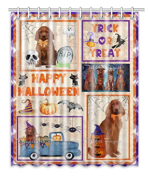 Happy Halloween Trick or Treat Irish Red Setter Dogs Shower Curtain Bathroom Accessories Decor Bath Tub Screens