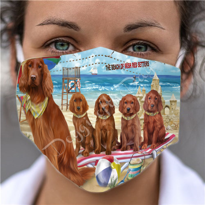 Pet Friendly Beach Irish Red Setter Dogs Face Mask FM49110