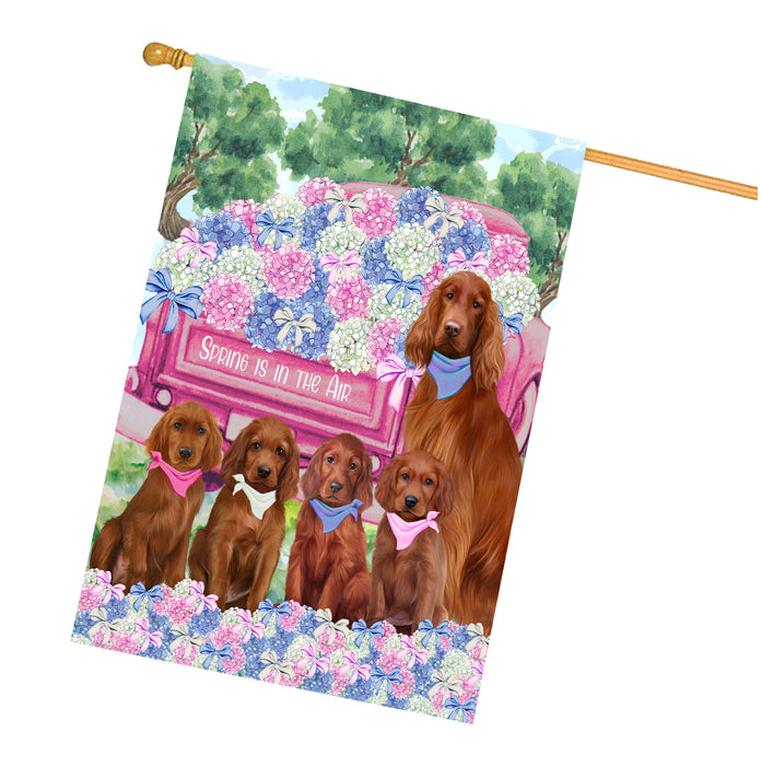 Irish Setter Dogs House Flag: Explore a Variety of Personalized Designs, Double-Sided, Weather Resistant, Custom, Home Outside Yard Decor for Dog and Pet Lovers