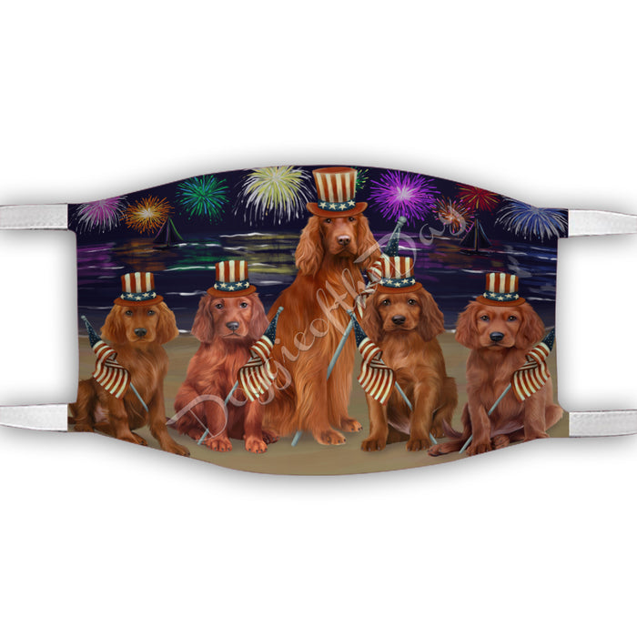 4th of July Independence Day Irish Red Setter Dogs Face Mask FM49413