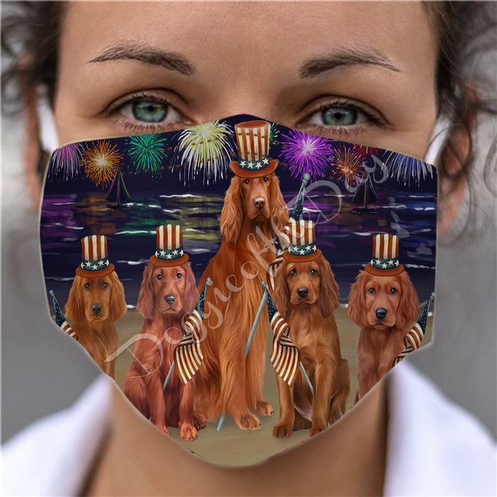 4th of July Independence Day Irish Red Setter Dogs Face Mask FM49413