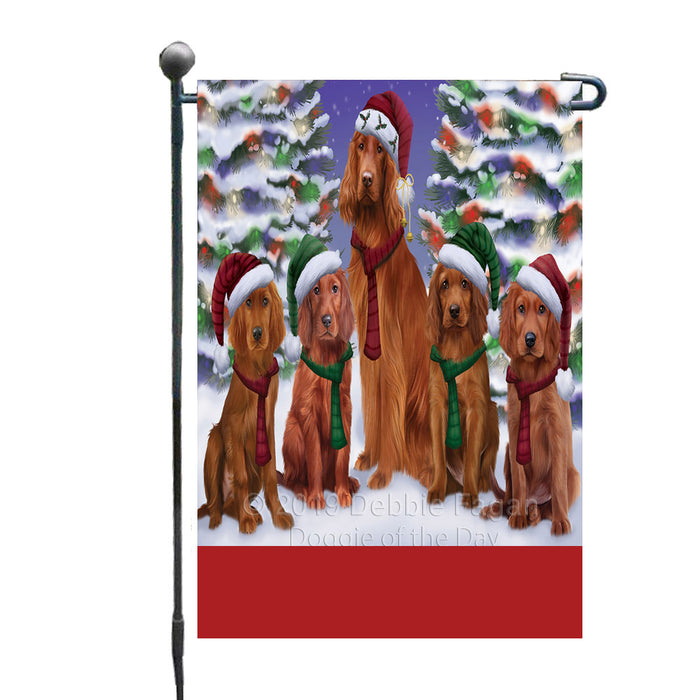 Personalized Christmas Happy Holidays Irish Red Setter Dogs Family Portraits Custom Garden Flags GFLG-DOTD-A59125