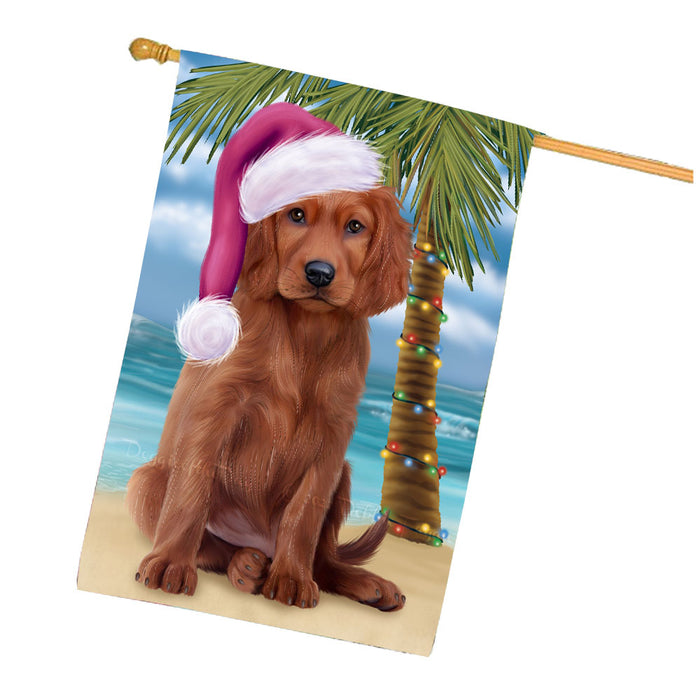 Christmas Summertime Beach Irish Red Setter Dog House Flag Outdoor Decorative Double Sided Pet Portrait Weather Resistant Premium Quality Animal Printed Home Decorative Flags 100% Polyester FLG68751