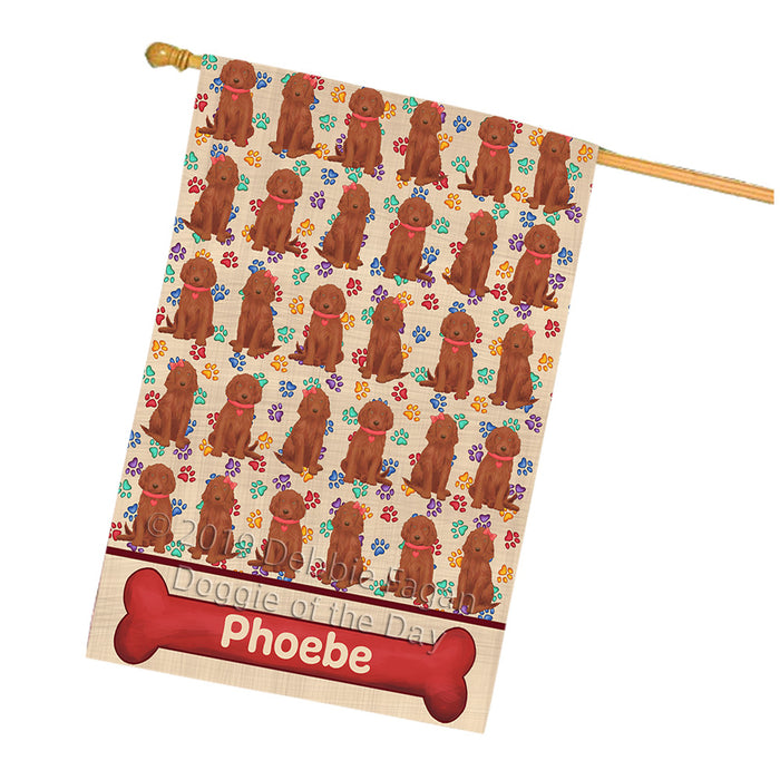 Rainbow Paw Print Irish Red Setter Dogs House Flag FLG65327