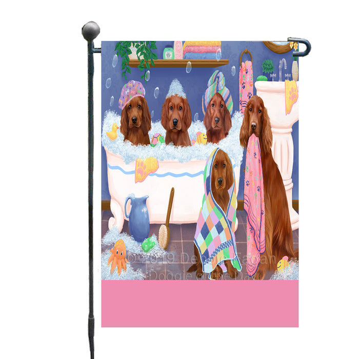 Personalized Rub A Dub Dogs In A Tub Irish Red Setter Dogs Custom Garden Flag GFLG64883