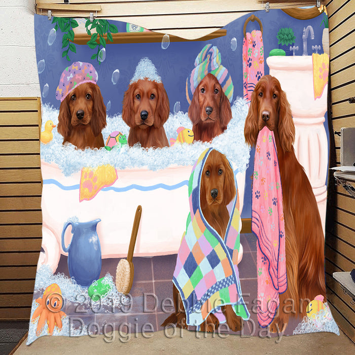 Rub A Dub Dogs In A Tub Irish Red Setter Dogs Quilt