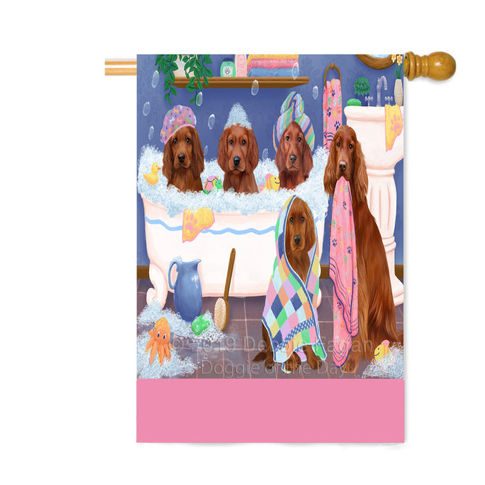 Personalized Rub A Dub Dogs In A Tub Irish Red Setter Dogs Custom House Flag FLG64348