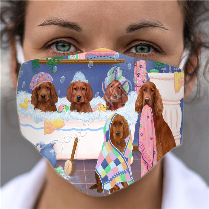 Rub A Dub Dogs In A Tub  Irish Red Setter Dogs Face Mask FM49513