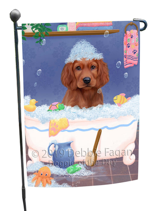 Rub A Dub Dog In A Tub Irish Red Setter Dog Garden Flag GFLG66240
