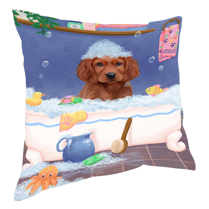 Rub A Dub Dog In A Tub Irish Red Setter Dog Pillow with Top Quality High-Resolution Images - Ultra Soft Pet Pillows for Sleeping - Reversible & Comfort - Ideal Gift for Dog Lover - Cushion for Sofa Couch Bed - 100% Polyester