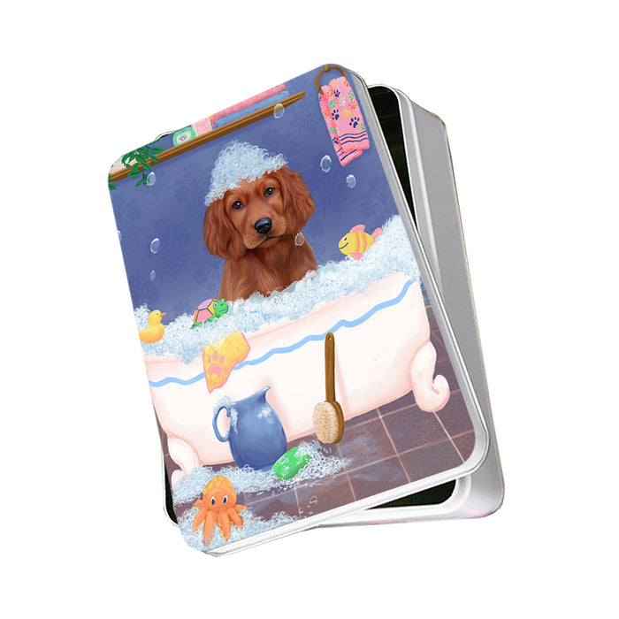 Rub A Dub Dog In A Tub Irish Red Setter Dog Photo Storage Tin PITN57327