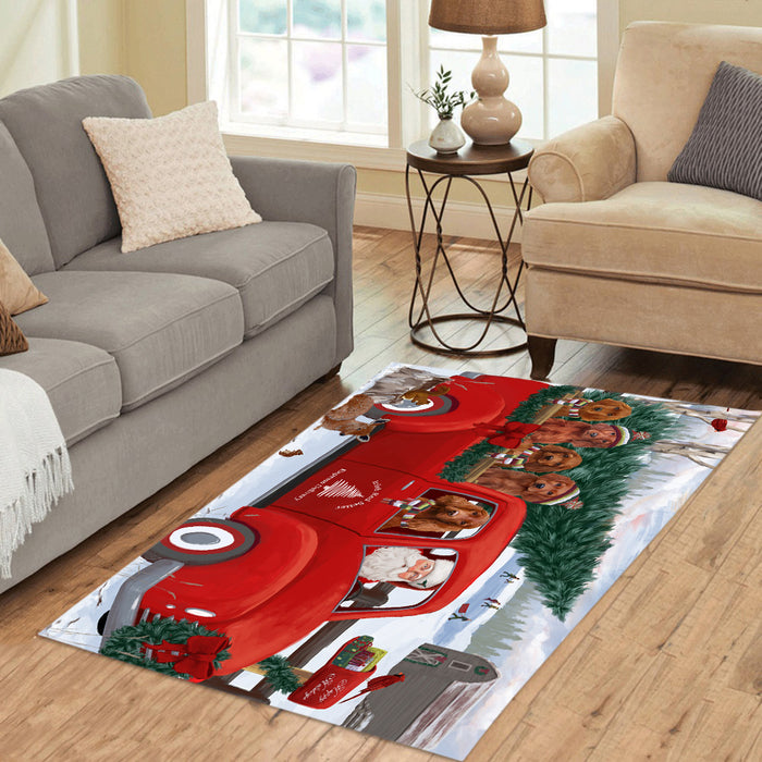 Christmas Santa Express Delivery Red Truck Irish Red Setter Dogs Area Rug