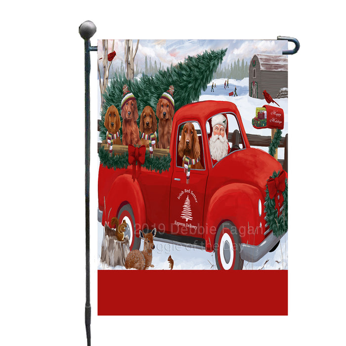 Personalized Christmas Santa Red Truck Express Delivery Irish Red Setter Dogs Custom Garden Flags GFLG-DOTD-A57659