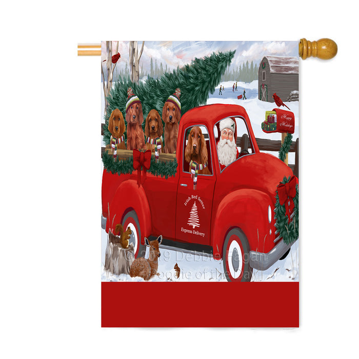 Personalized Christmas Santa Red Truck Express Delivery Irish Red Setter Dogs Custom House Flag FLG-DOTD-A57715