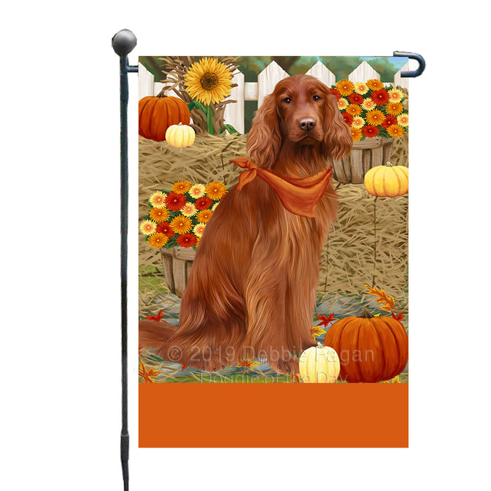 Personalized Fall Autumn Greeting Irish Red Setter Dog with Pumpkins Custom Garden Flags GFLG-DOTD-A61946
