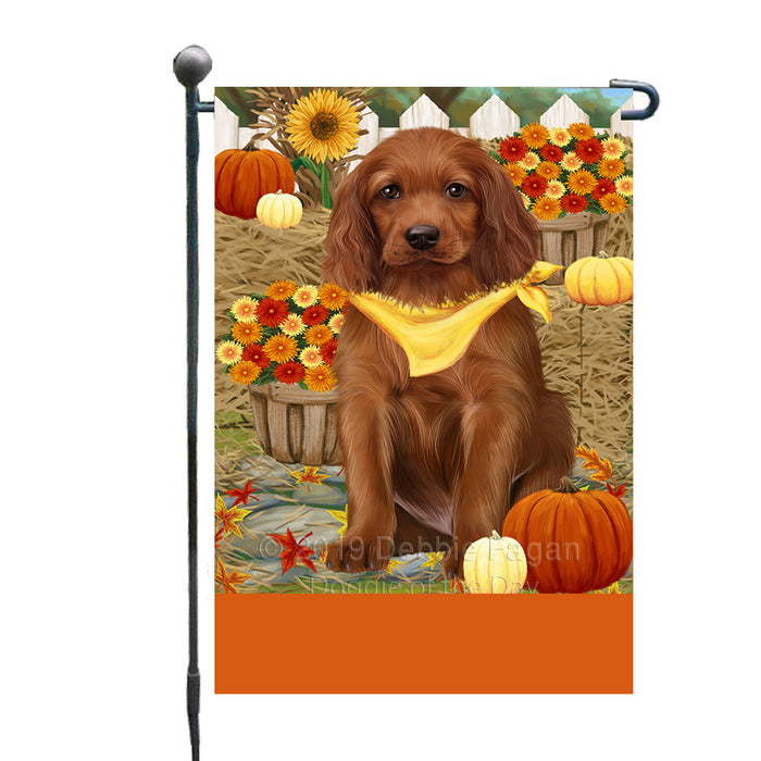 Personalized Fall Autumn Greeting Irish Red Setter Dog with Pumpkins Custom Garden Flags GFLG-DOTD-A61948