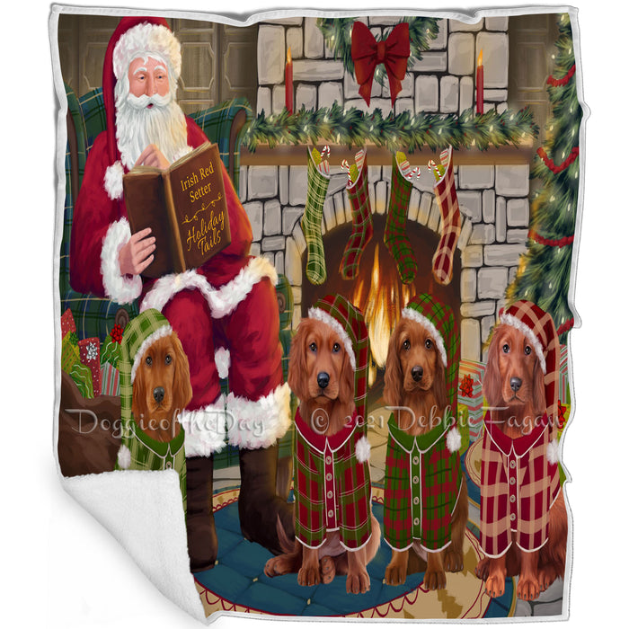 Christmas Cozy Holiday Tails Irish Red Setters Dog Blanket BLNKT115599