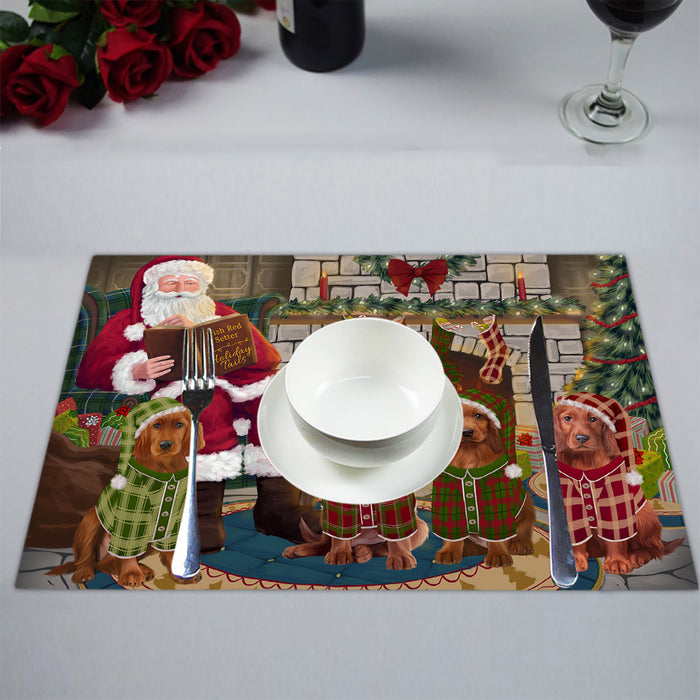 Christmas Cozy Holiday Fire Tails Irish Red Setter Dogs Placemat