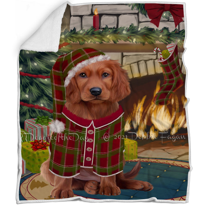 The Stocking was Hung Irish Red Setter Dog Blanket BLNKT117444