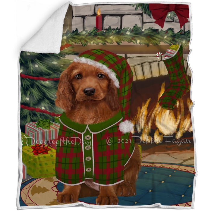 The Stocking was Hung Irish Red Setter Dog Blanket BLNKT117453