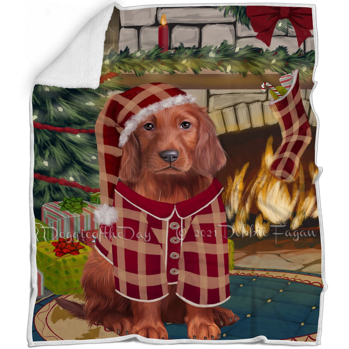 The Stocking was Hung Irish Red Setter Dog Blanket BLNKT117462