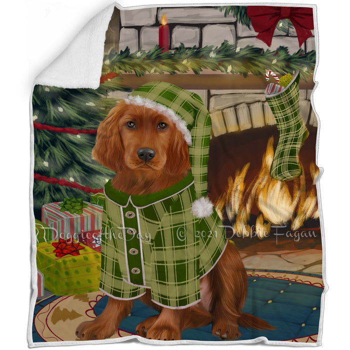 The Stocking was Hung Irish Red Setter Dog Blanket BLNKT117471