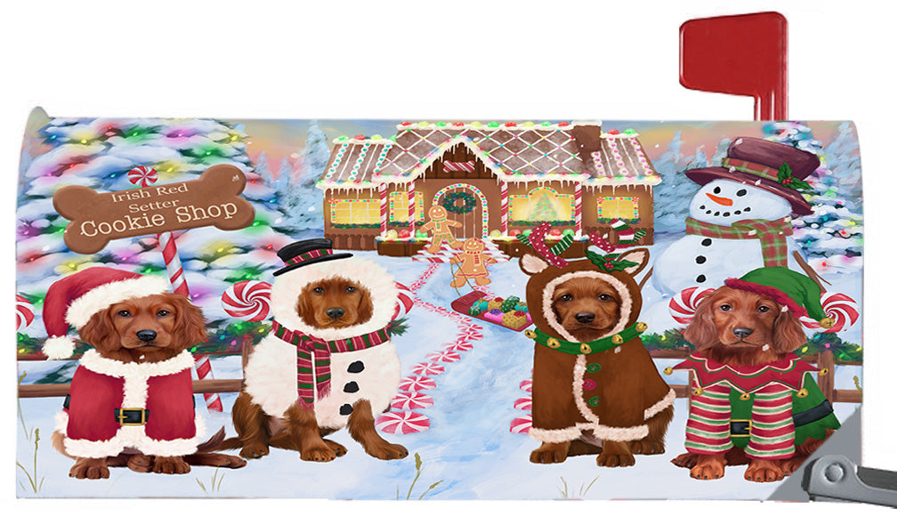 Christmas Holiday Gingerbread Cookie Shop Irish Red Setter Dogs 6.5 x 19 Inches Magnetic Mailbox Cover Post Box Cover Wraps Garden Yard Décor MBC48999