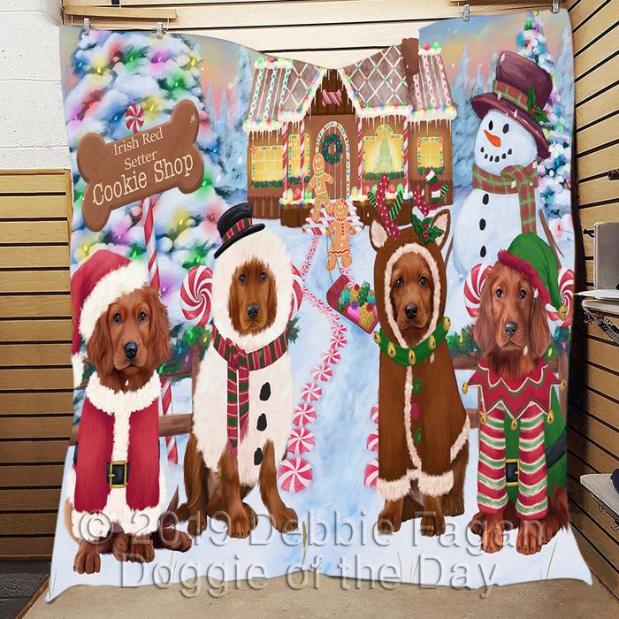 Holiday Gingerbread Cookie Irish Red Setter Dogs Quilt