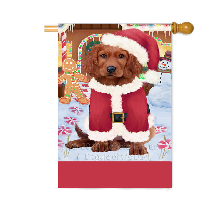 Personalized Gingerbread Candyfest Irish Red Setter Dog Custom House Flag FLG63855