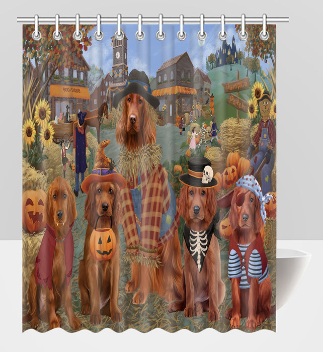 Halloween 'Round Town Irish Red Setter Dogs Shower Curtain