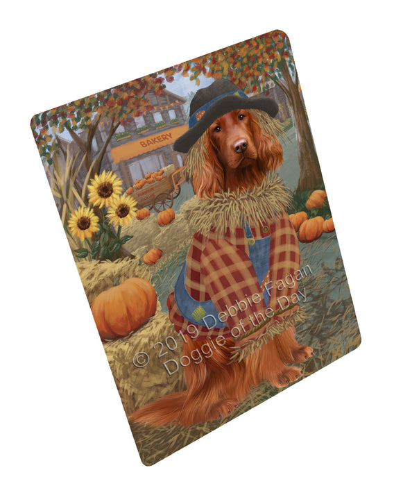 Halloween 'Round Town And Fall Pumpkin Scarecrow Both Irish Red Setter Dogs Cutting Board C77326