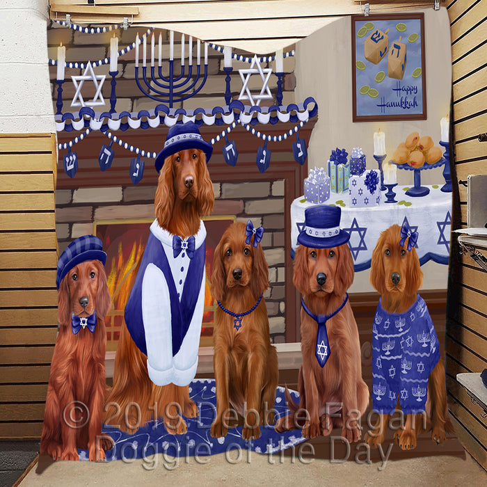 Happy Hanukkah Family and Happy Hanukkah Both Irish Red Setter Dogs Quilt