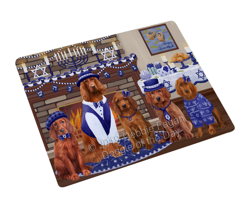 Happy Hanukkah Family and Happy Hanukkah Both Irish Red Setter Dogs Magnet MAG77677 (Small 5.5" x 4.25")