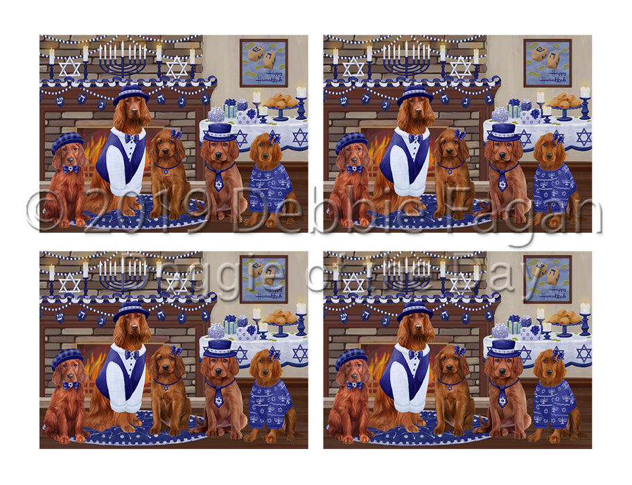Happy Hanukkah Family Irish Red Setter Dogs Placemat