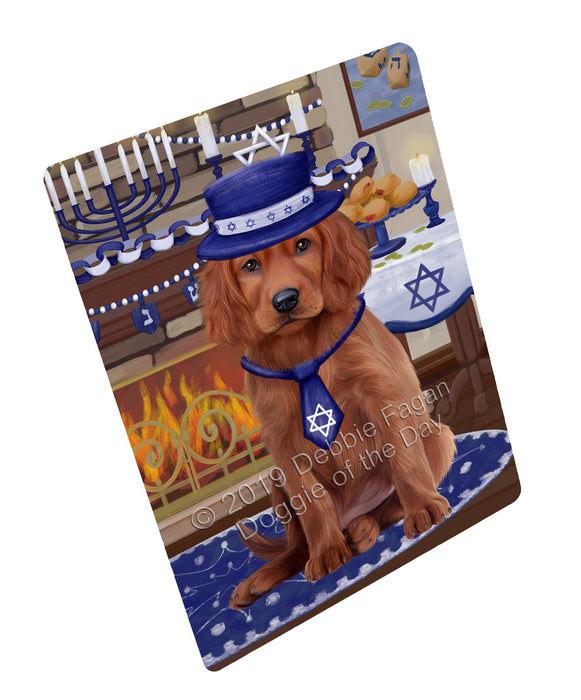 Happy Hanukkah Family and Happy Hanukkah Both Irish Red Setter Dog Magnet MAG77509 (Small 5.5" x 4.25")