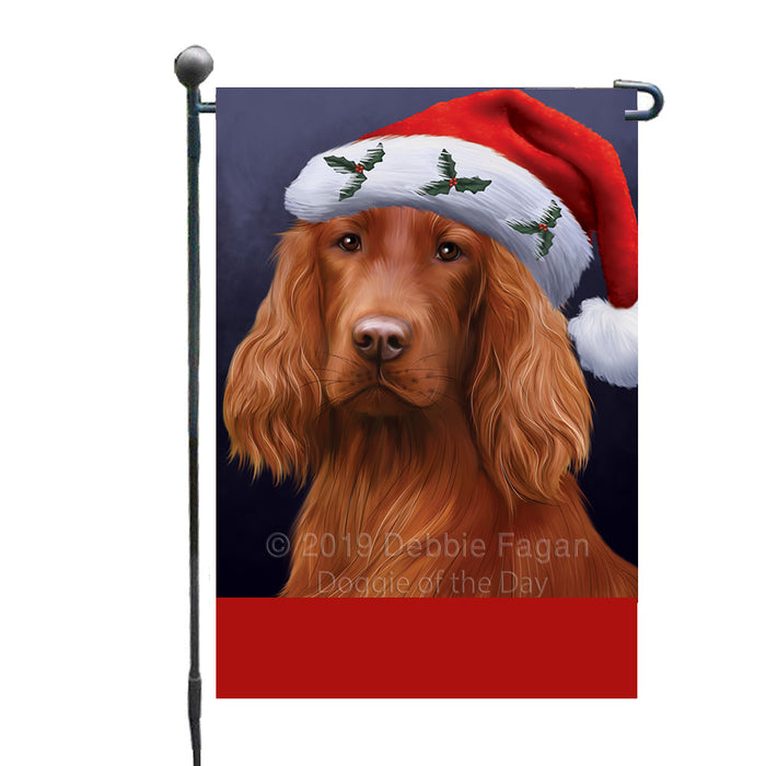 Personalized Christmas Holidays Irish Red Setter Dog Wearing Santa Hat Portrait Head Custom Garden Flags GFLG-DOTD-A59835