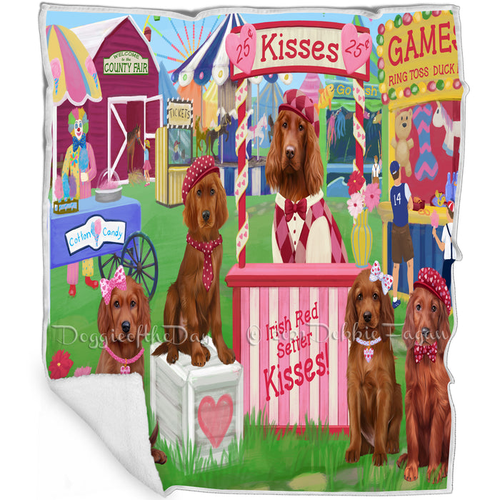 Carnival Kissing Booth Irish Red Setters Dog Blanket BLNKT121980