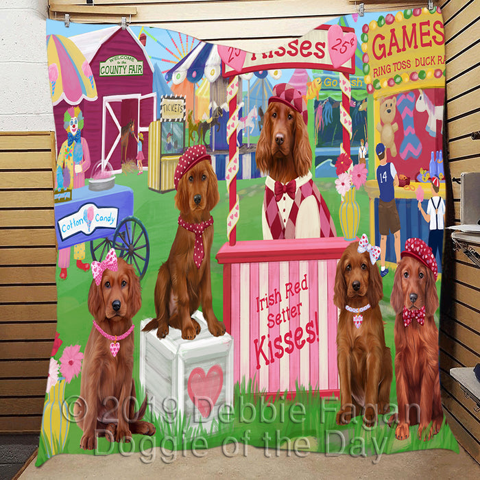 Carnival Kissing Booth Irish Red Setter Dogs Quilt