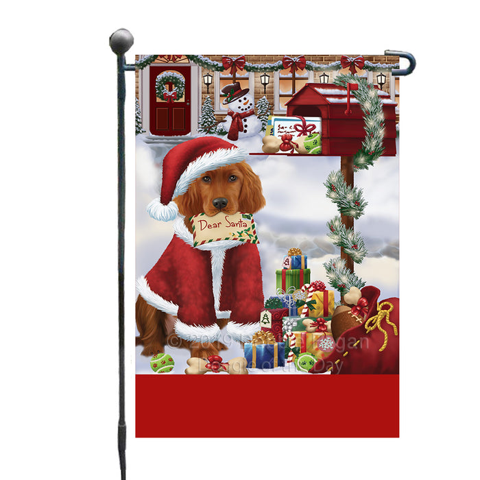 Personalized Happy Holidays Mailbox Irish Red Setter Dog Christmas Custom Garden Flags GFLG-DOTD-A59942