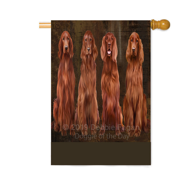 Personalized Rustic 4 Irish Red Setter Dogs Custom House Flag FLG64427