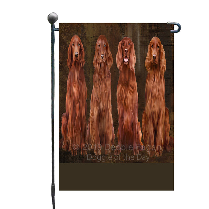 Personalized Rustic 4 Irish Red Setter Dogs Custom Garden Flag GFLG63350