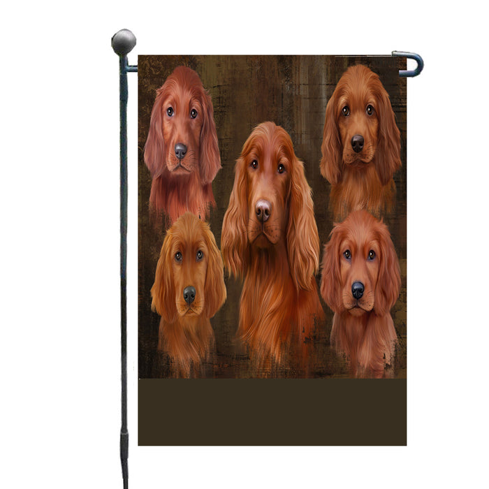 Personalized Rustic 5 Irish Red Setter Dogs Custom Garden Flags GFLG-DOTD-A62562