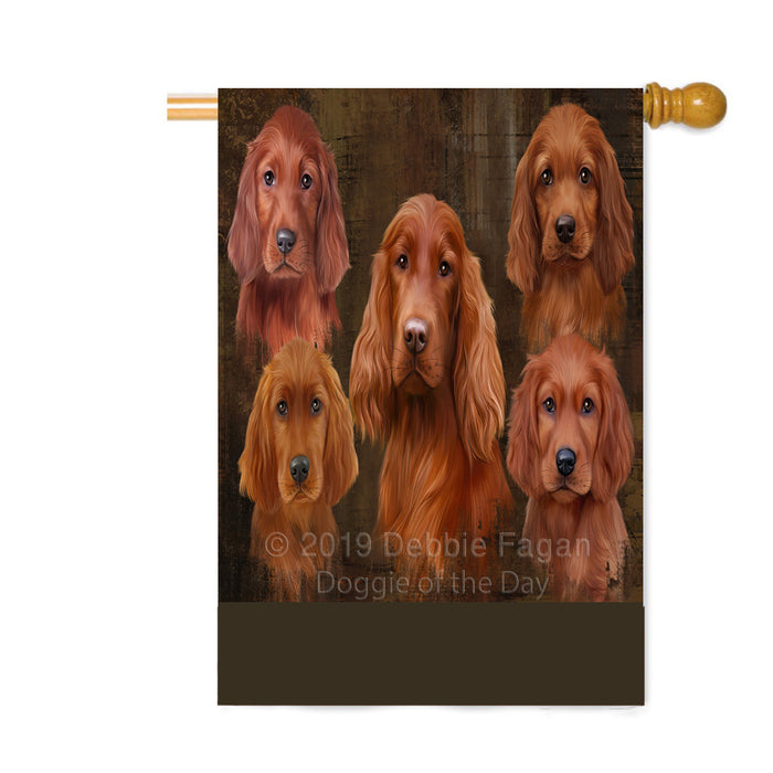 Personalized Rustic 5 Irish Red Setter Dogs Custom House Flag FLG-DOTD-A62618