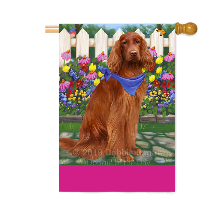 Personalized Spring Floral Irish Red Setter Dog Custom House Flag FLG-DOTD-A62944
