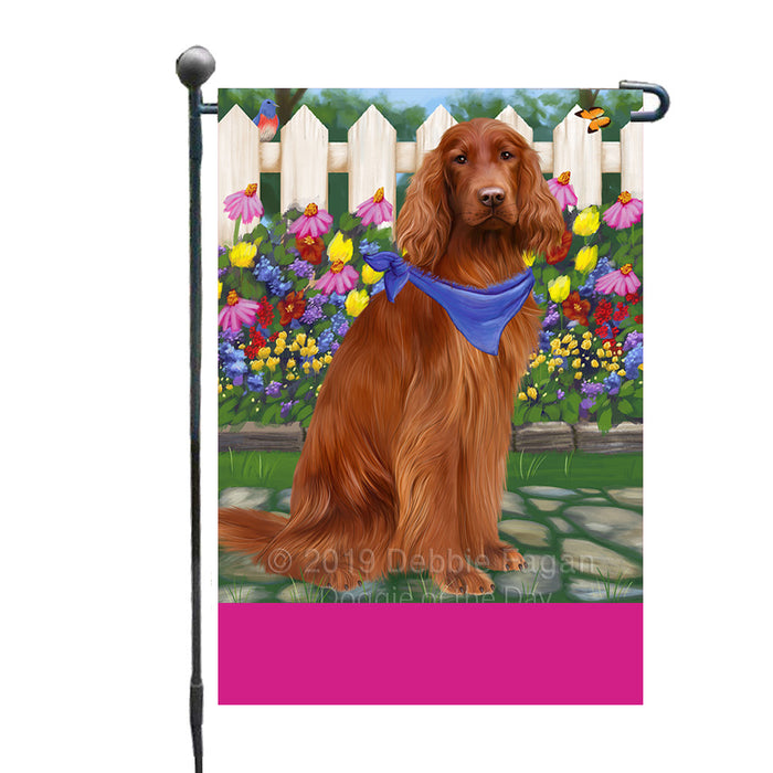 Personalized Spring Floral Irish Red Setter Dog Custom Garden Flags GFLG-DOTD-A62888